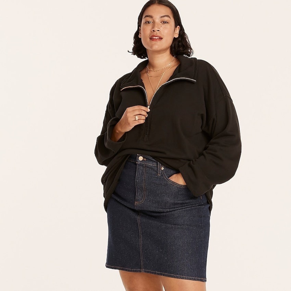 J. Crew Cotton University Terry Long Half-zip Tunic in Black Size Small - Picture 3 of 8